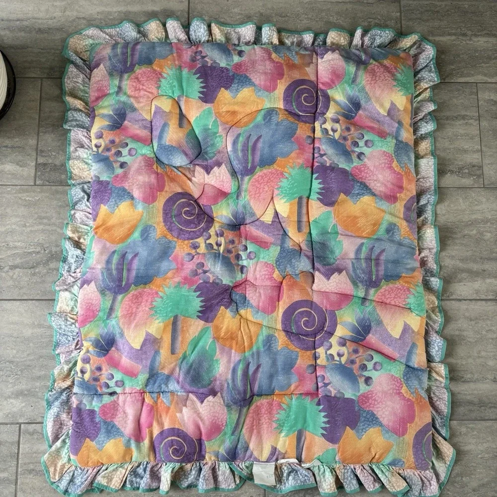 Vintage Crib JUDI S Baby Blanket Satin Animals 3D Judi's Colorful Jungle Animals